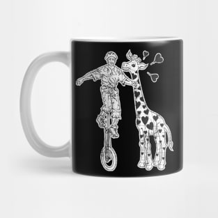 Giraffe  Loves Funny Freaky Giraffe Unicyclist Artist Mug